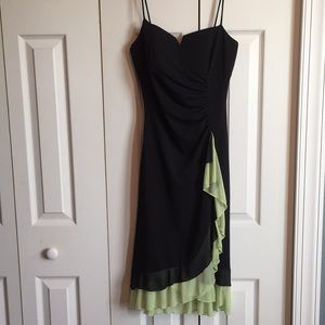 Spaghetti strap black and lt green cocktail dress